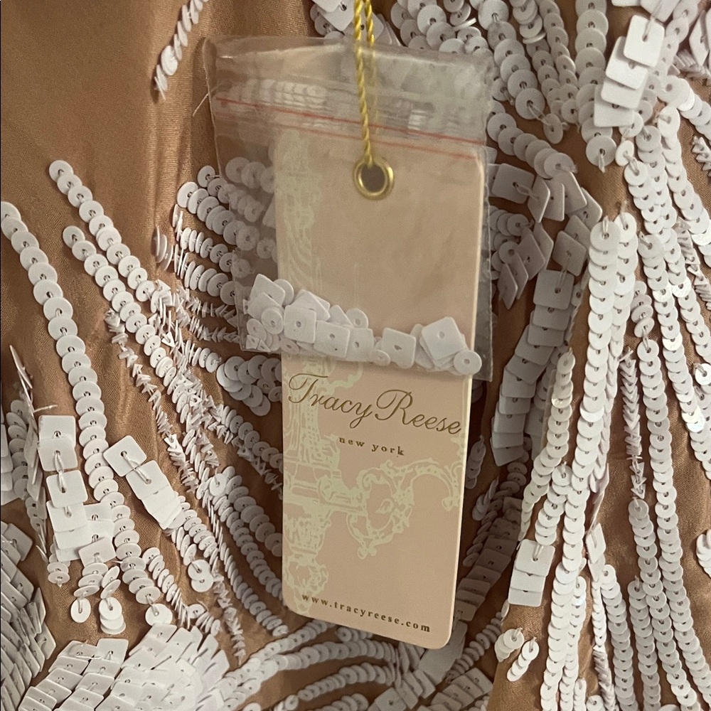 Tracy Reese Beige Tank with White Sequins